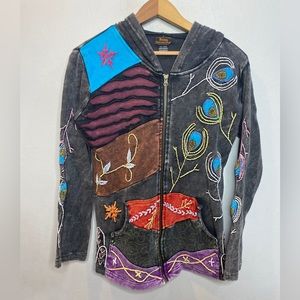 Rising International Full Zip Women’s Hoodie Sweater Size Small Embroidered